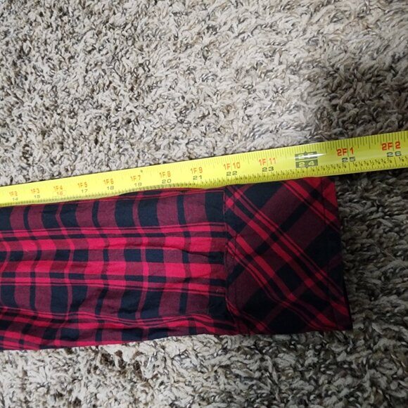 Ralph Lauren Buffalo Plaid Ruffle Shirt Top Button Long Sleeve M Red Holiday - Picture 9 of 9